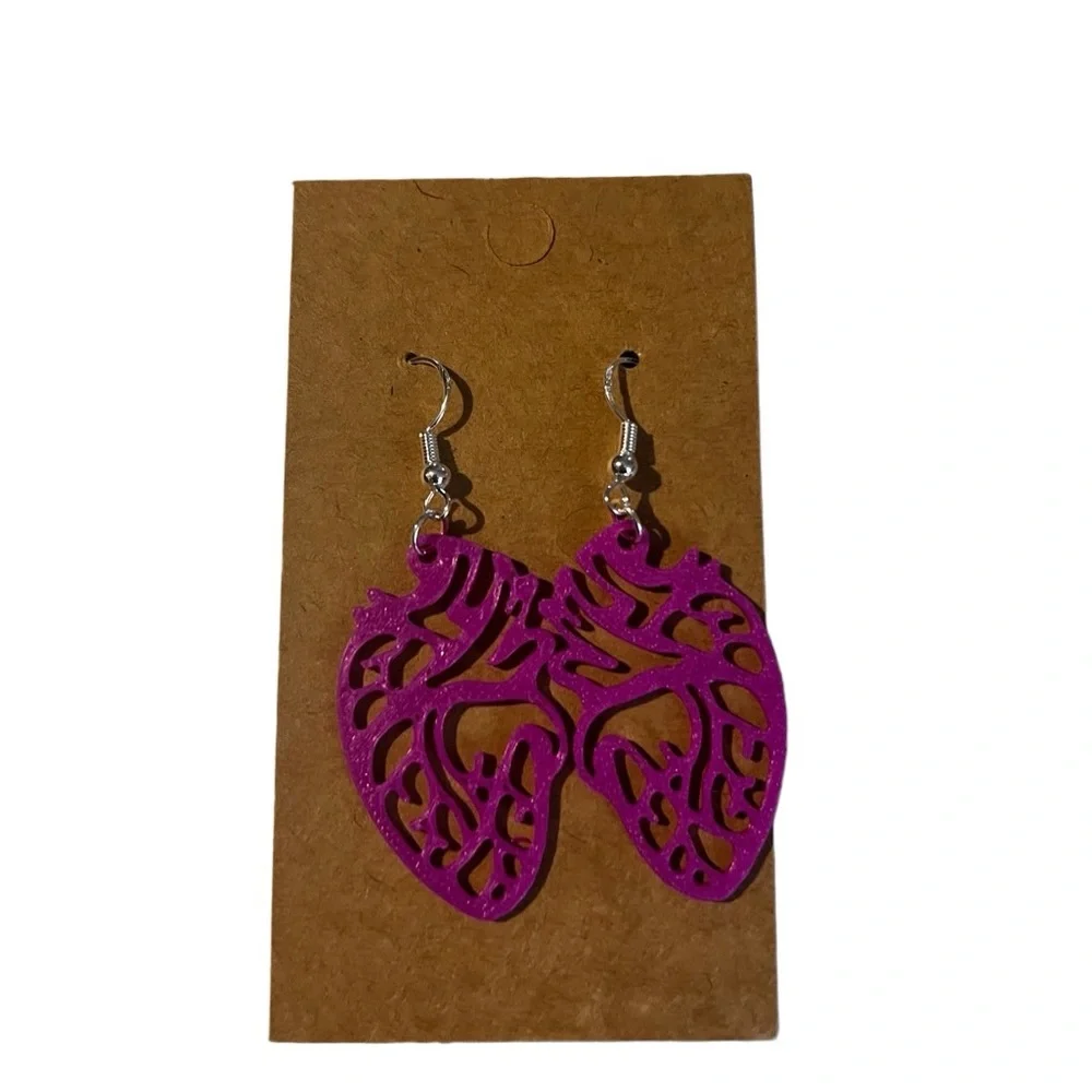 Flaming heart earring set!! Handmade by my husband on sterling silver hooks .925 - Picture 2 of 6